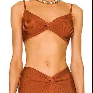 Cult Gaia Rust Ribbed Crop Top